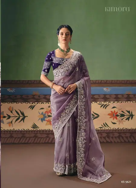 Lavender Colour Shringar By Kimora Fancy Fabric With Designer Work Saree Ks-5621